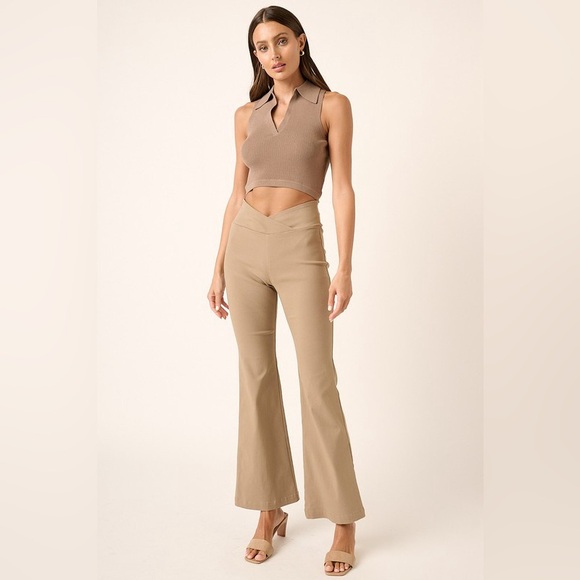 mittoshop Pants - Mittoshop Surplice V Waist Flare Pants